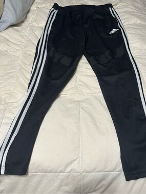 adidas womens Black Athletic Track Pants with White Three-Stripes